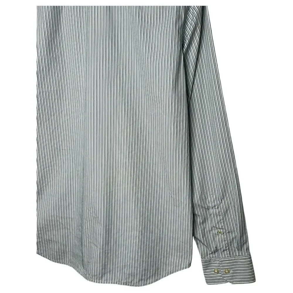 New Banana Republic Shirt Mens M Slim Fit Striped Button Up Long Sleeve Green